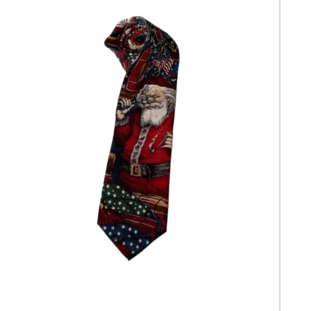 Silk Christmas Tie Santa Claus w/Hand Cranked Telephone Tango Max Raab 56 x 3.75